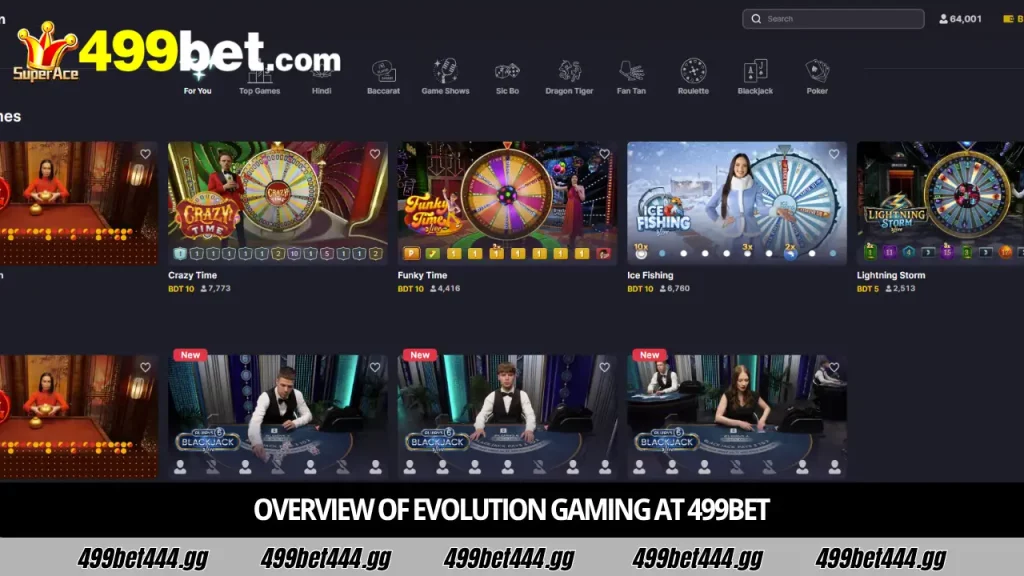 Evolution Gaming live baccarat tables at 499bet