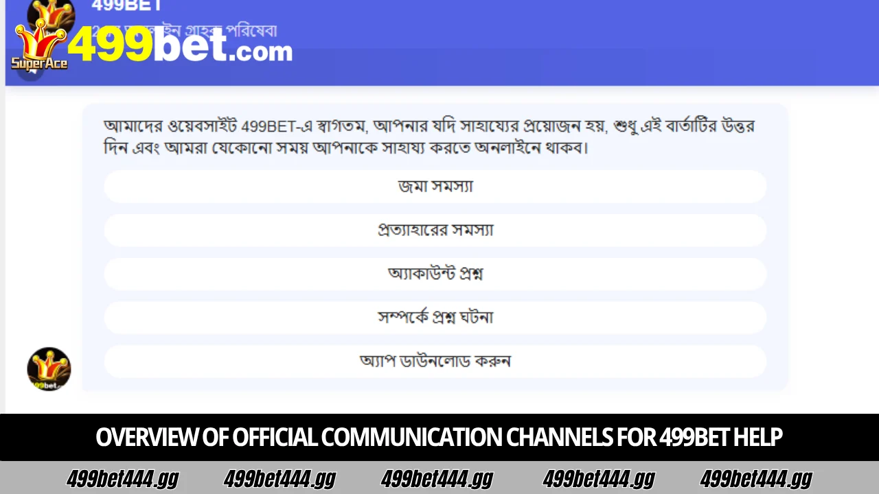 Overview of official communication channels for 499bet help
